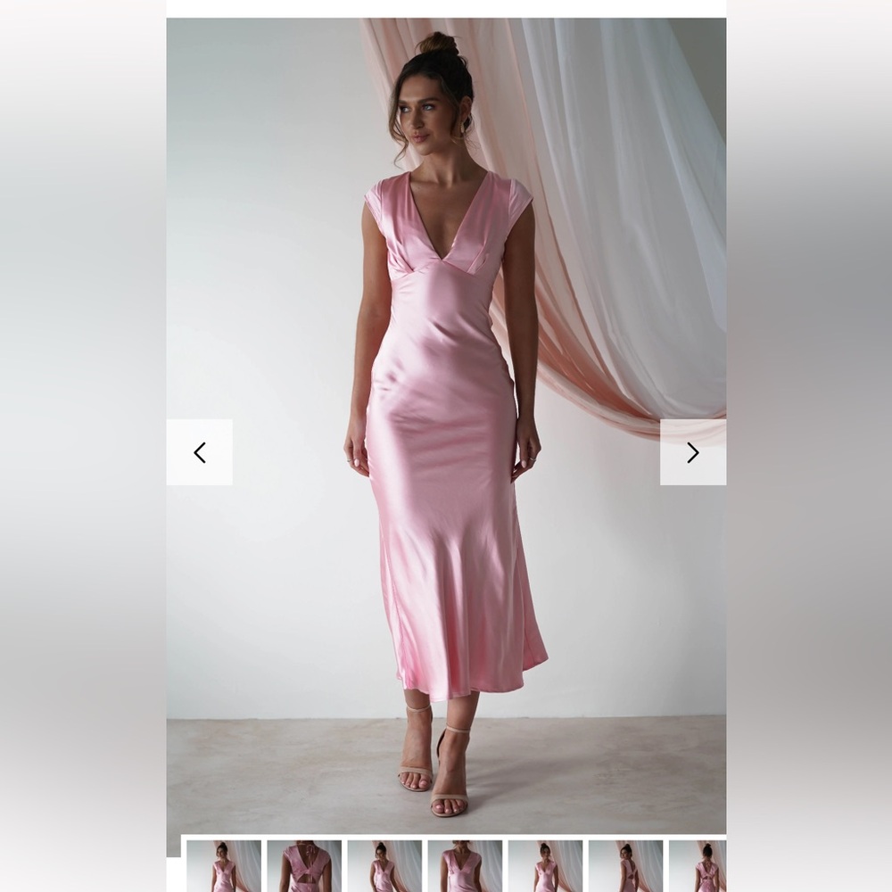 Oh Hello Nellie soft satin midaxi dress in pink